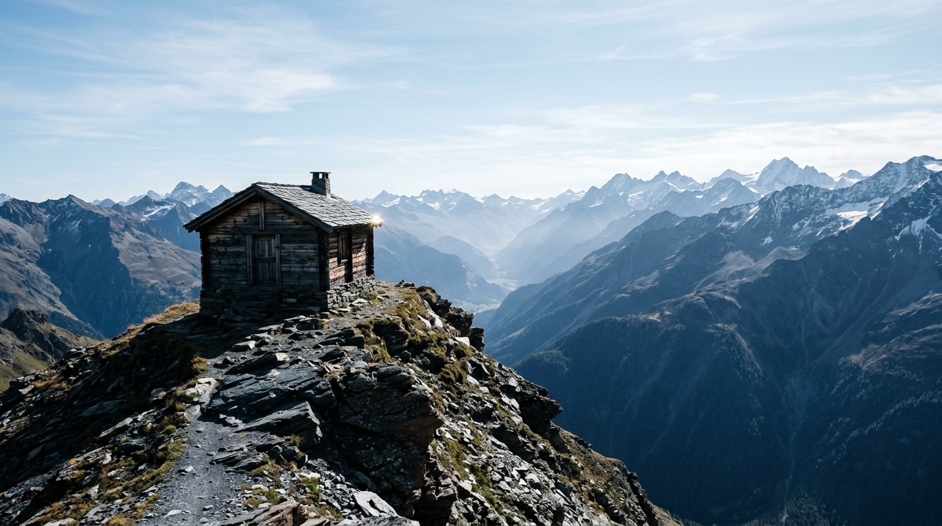 Mountain cabin on a high ridge — durability and established vantage