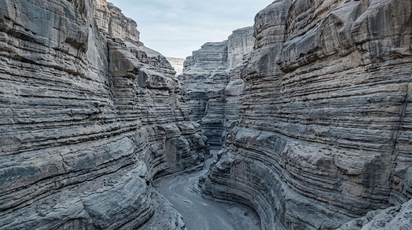 Layered sandstone canyon strata — accumulated track record